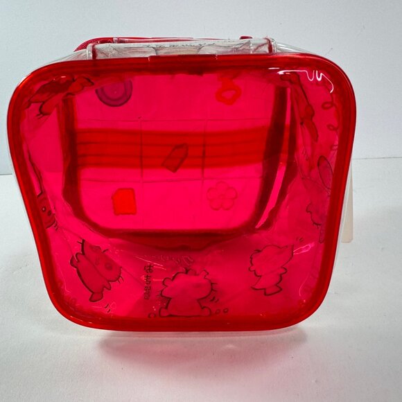 Corocorokuririn 1998 Sanrio Clear & Red Vinyl Plastic Zipper Square Bag - Picture 7 of 14